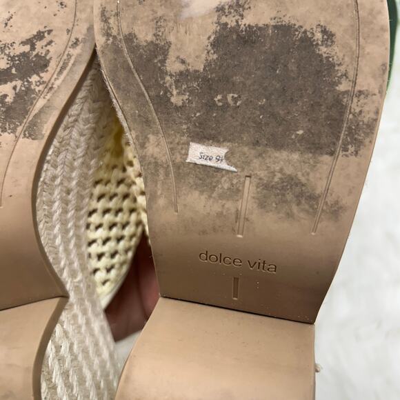 Dolce Vita Neutral White Raffia Chunky Platform Slide Sandal 9.5 Boho Vacation - Picture 9 of 9